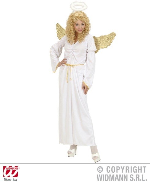angel outfit - golden wings, halo, long white dress
