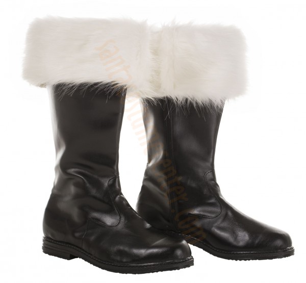 leather Santa boots (artificial leather) with cream fur