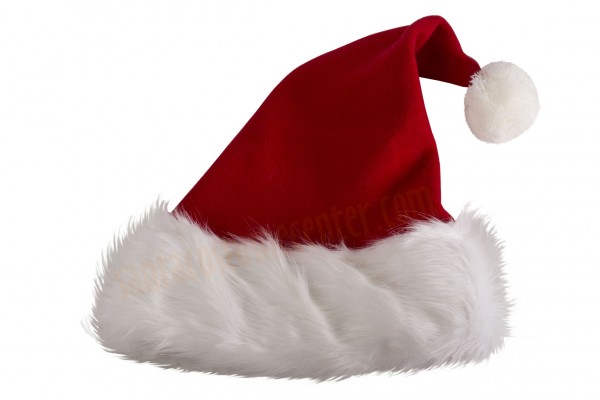 Santa hat - model Deluxe - with cream fur