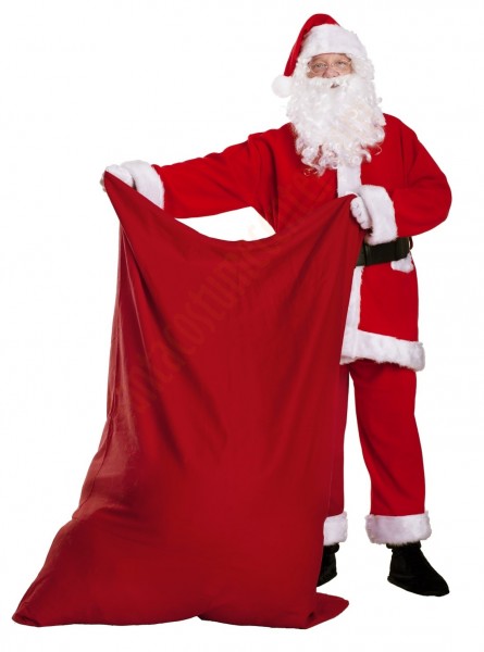 Gift sack and Santa in fleece suit