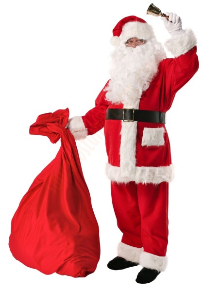 Santa fleece suit deluxe - full set - bell, gloves and T-shirt