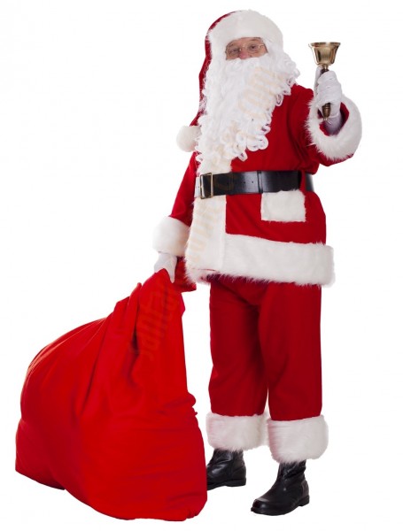 Santa fleece suit super deluxe - full set - bell, gloves and T-shirt