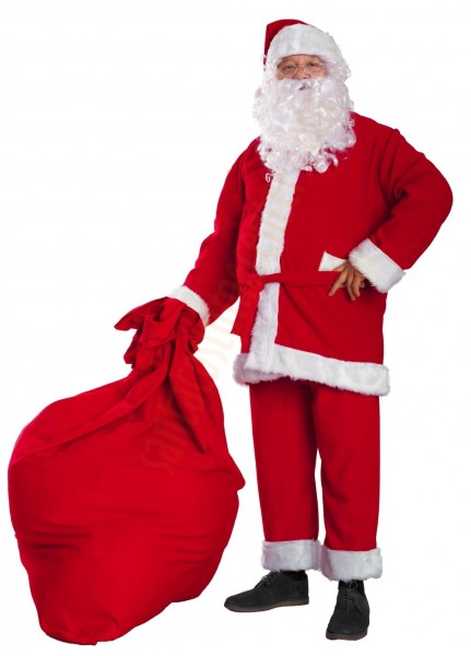 Santa fleece suit with jacket - 8 pieces - sack and spectacles