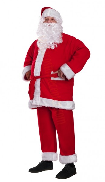 Santa fleece suit with jacket - 5 pieces - pants, jacket, hat, beard and wig