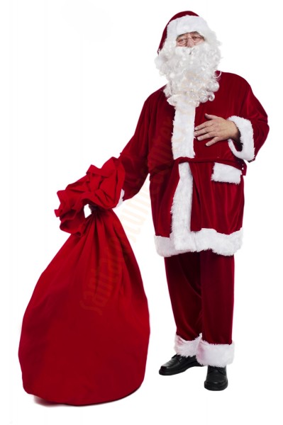 Santa velour suit - 8 pieces - gift sack and spectacles