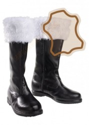real leather Santa boots with white fur