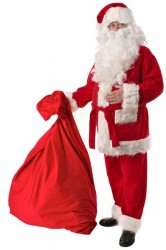 Santa fleece suit deluxe - 8 pieces - sack and spectacles