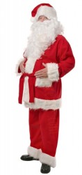 Santa fleece suit deluxe - 5 pieces - pants, jacket, hat, beard and wig