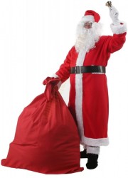 Santa fleece suit with coat - full set - bell, gloves and T-shirt