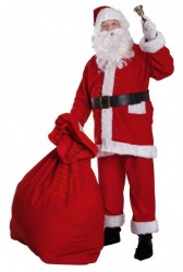 Santa fleece suit with jacket - full set - bell, gloves and T-shirt