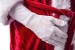 white gloves and Santa velour suit