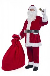 Santa velour suit - full set - bell, gloves and T-shirt