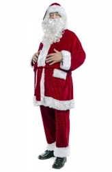 Santa velour suit - 5 pieces - pants, jacket, hat, beard and wig