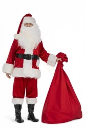 Santa velour suit Super Deluxe - 10 pieces - boots and belt