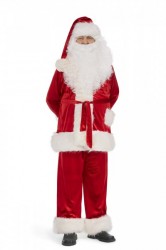 Santa velour suit Super Deluxe - 5 pieces - pants, jacket, long hat, beard and wig